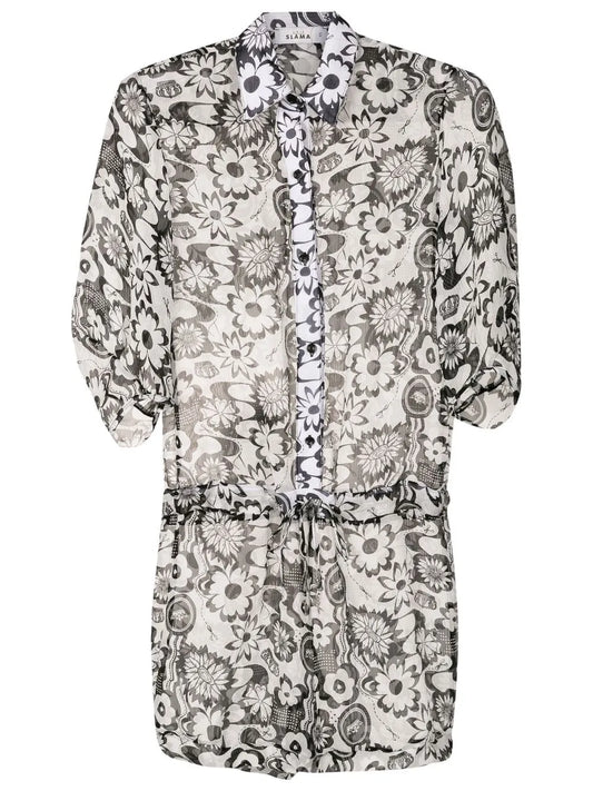 Floral-Print Silk Playsuit
