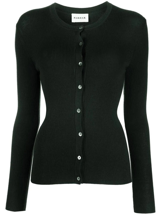 Ribbed-Knit Wool Cardigan