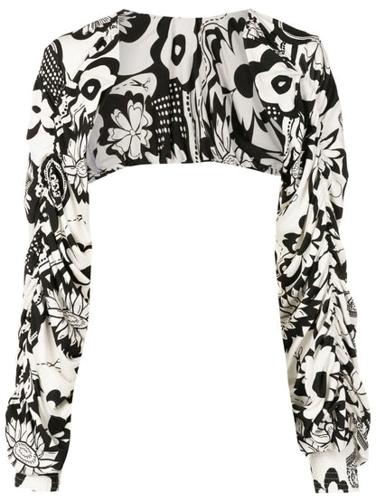 Floral-Print Cut-Out Blouse