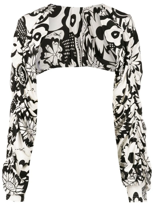 Floral-Print Cut-Out Blouse