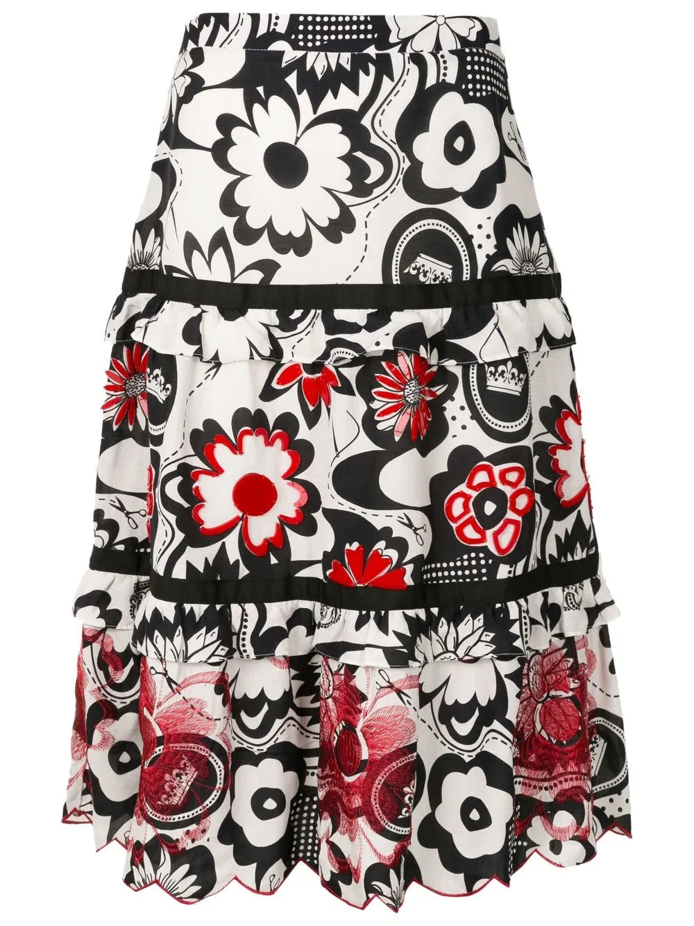Floral-Print Tiered Skirt