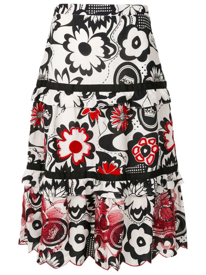 Floral-Print Tiered Skirt