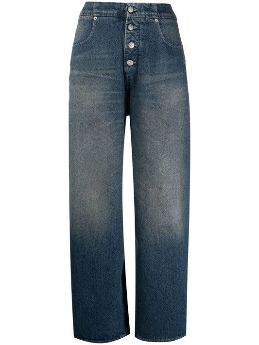 Stonewashed Straight-Leg Jeans