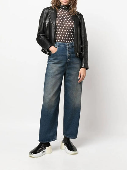 Stonewashed Straight-Leg Jeans