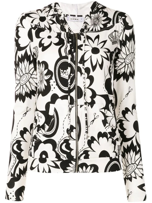 Floral-Print Zip-Up Jacket