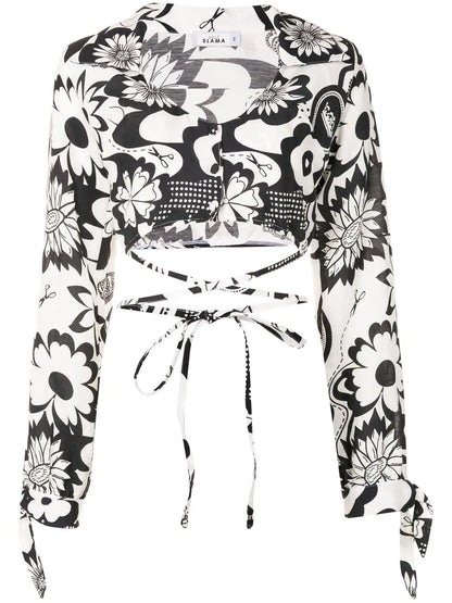 Floral-Print Cropped Shirt