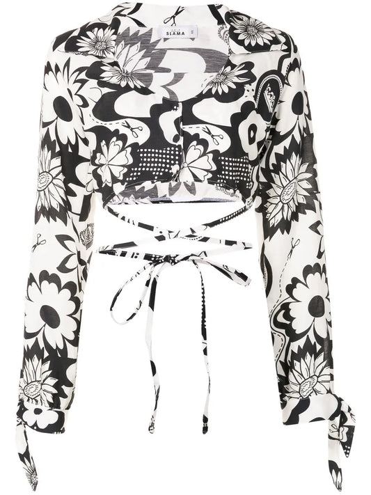 Floral-Print Cropped Shirt