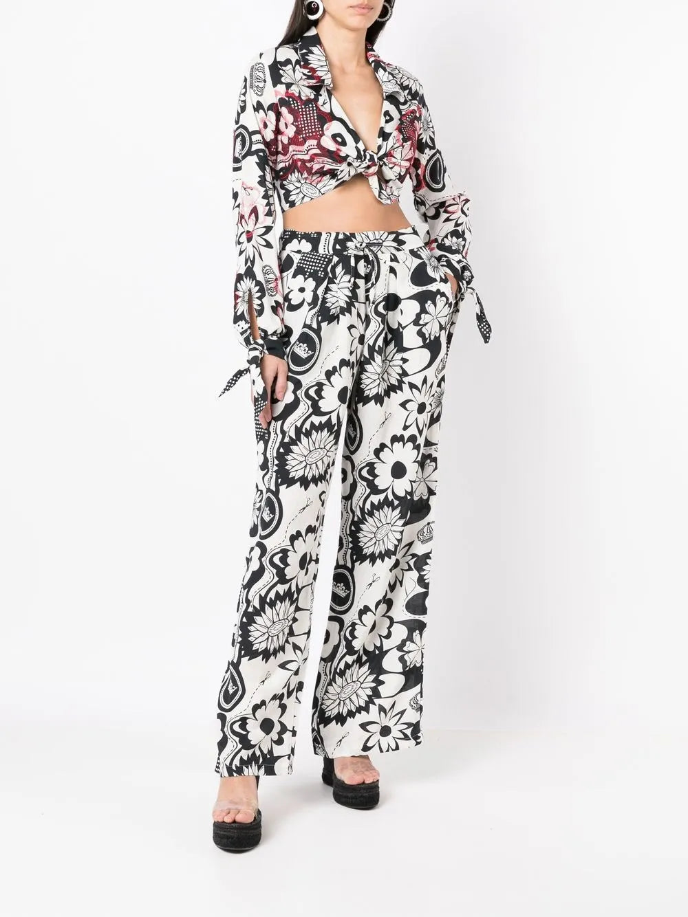 Floral-Print Wide-Leg Trousers