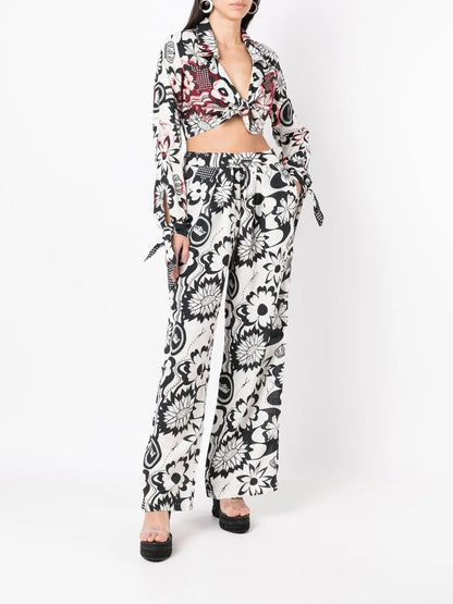 Floral-Print Wide-Leg Trousers