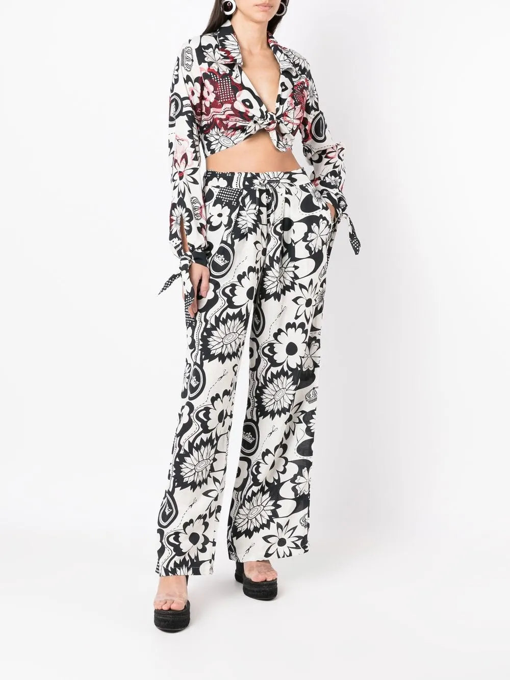 Floral-Print Cropped Blouse