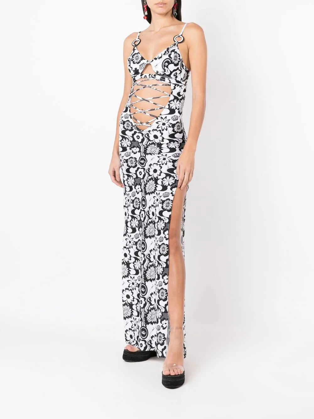 Floral-Print Cut-Out Dress