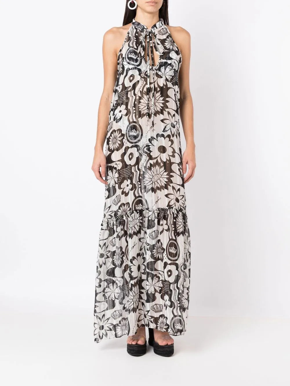 Floral-Print Halterneck Beach Dress