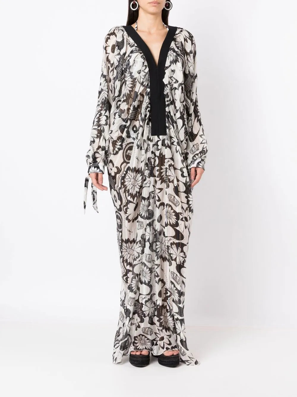 Floral-Print Kaftan Beach Dress