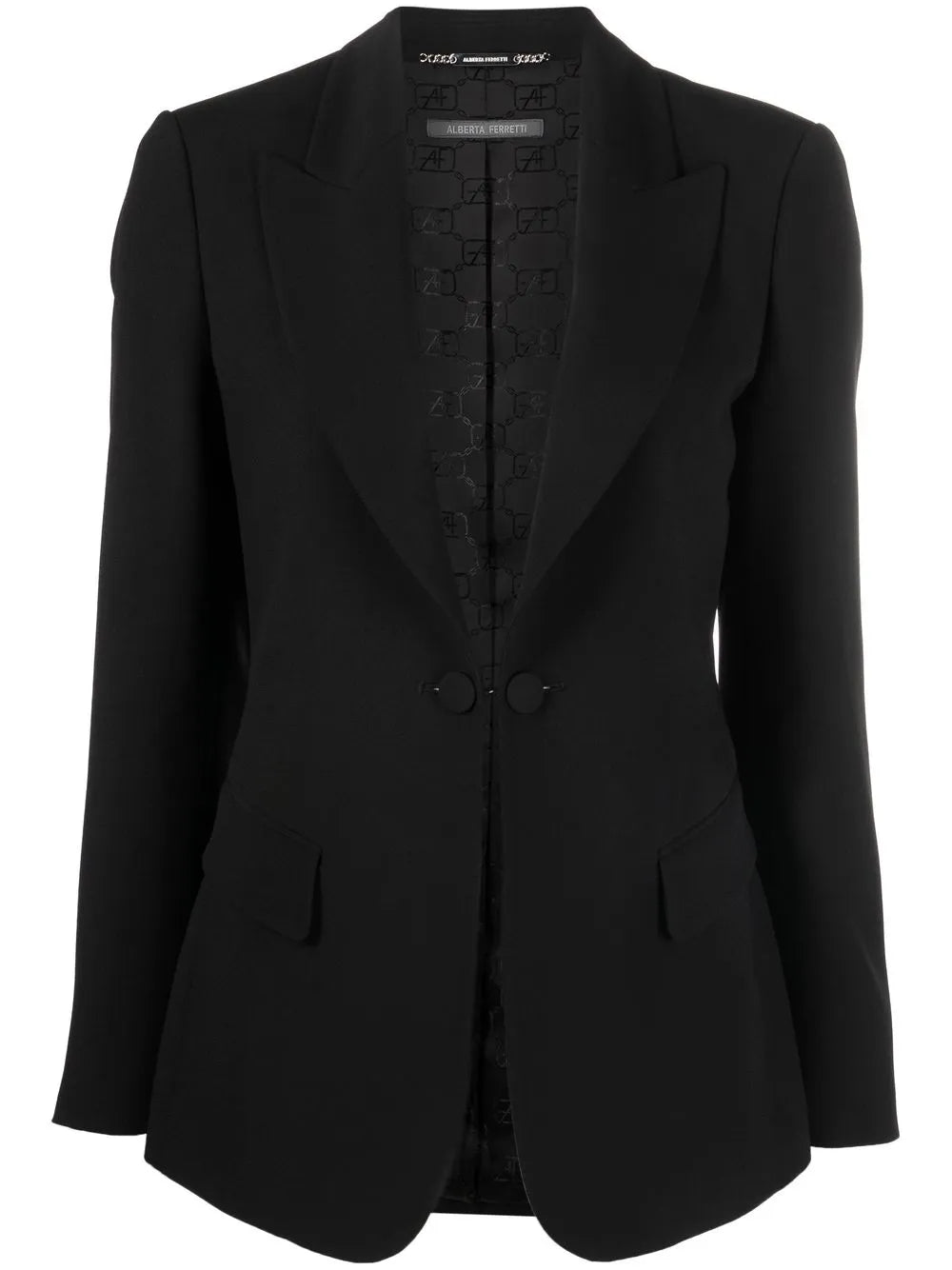 Peak-Lapel Single-Breasted Blazer