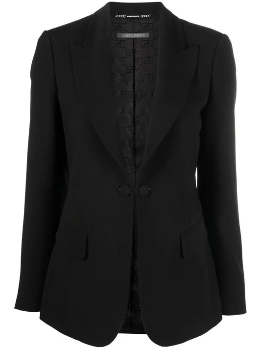 Peak-Lapel Single-Breasted Blazer
