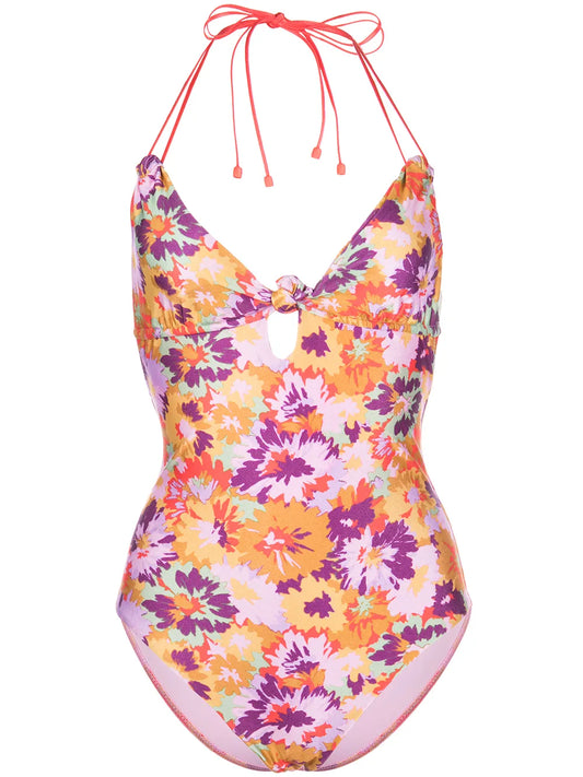 Floral-Print Knotted One-Piece