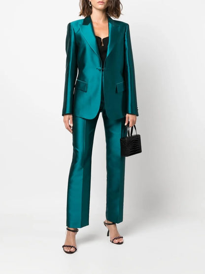 Satin-Finish Single-Breasted Blazer