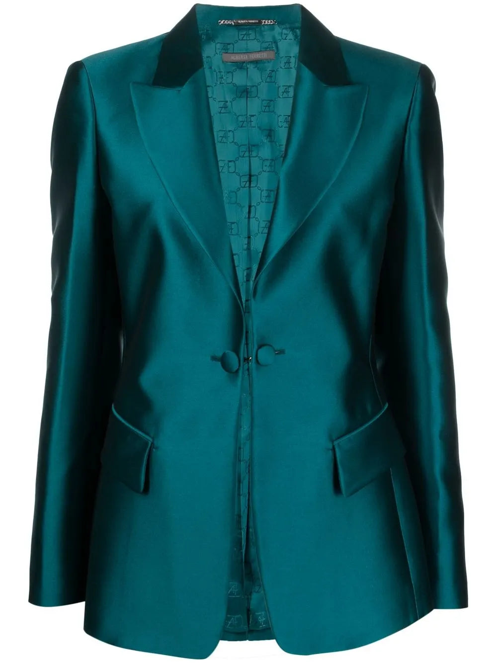 Satin-Finish Single-Breasted Blazer
