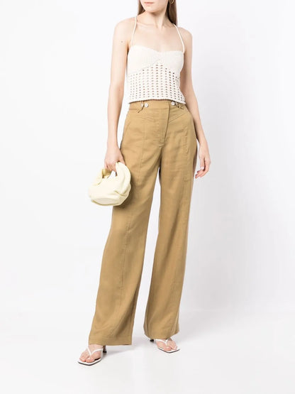 High-Waisted Straight-Leg Trousers