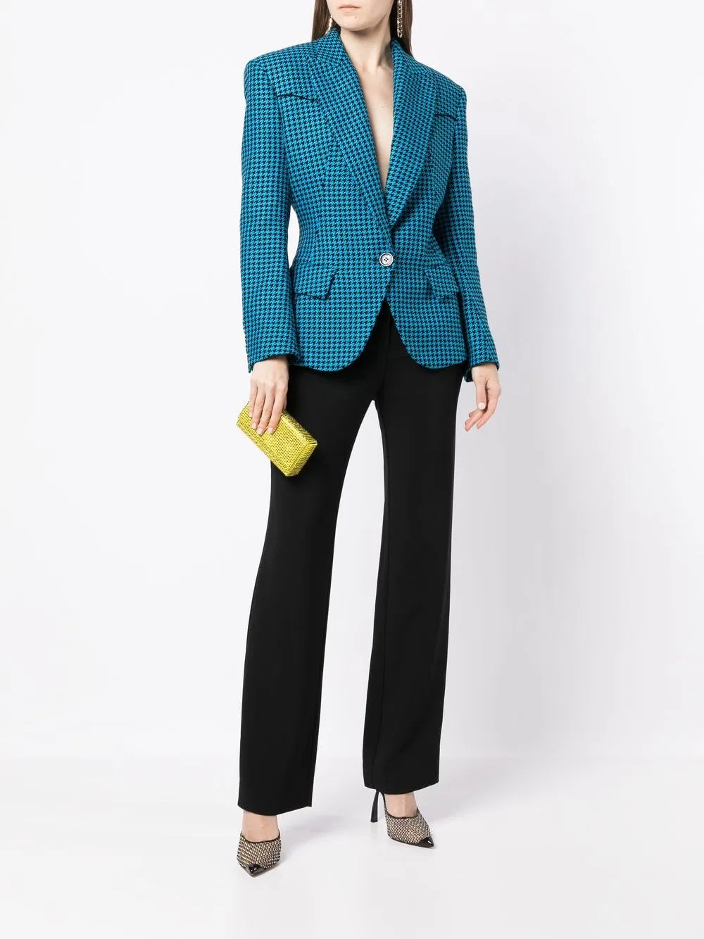 Houndstooth Single-Breasted Blazer