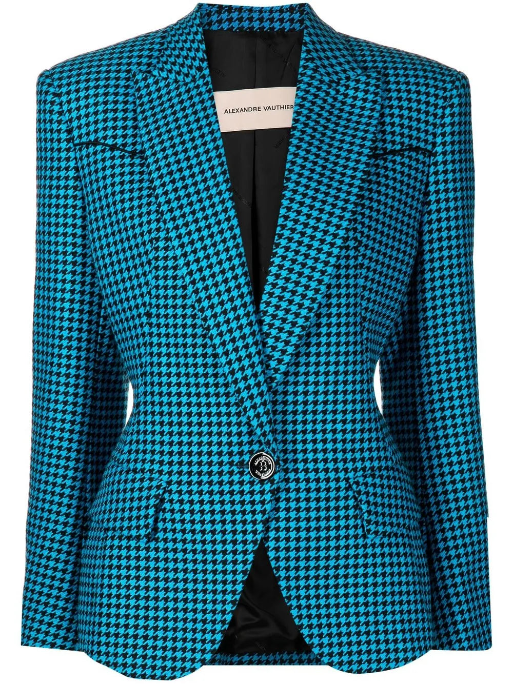 Houndstooth Single-Breasted Blazer