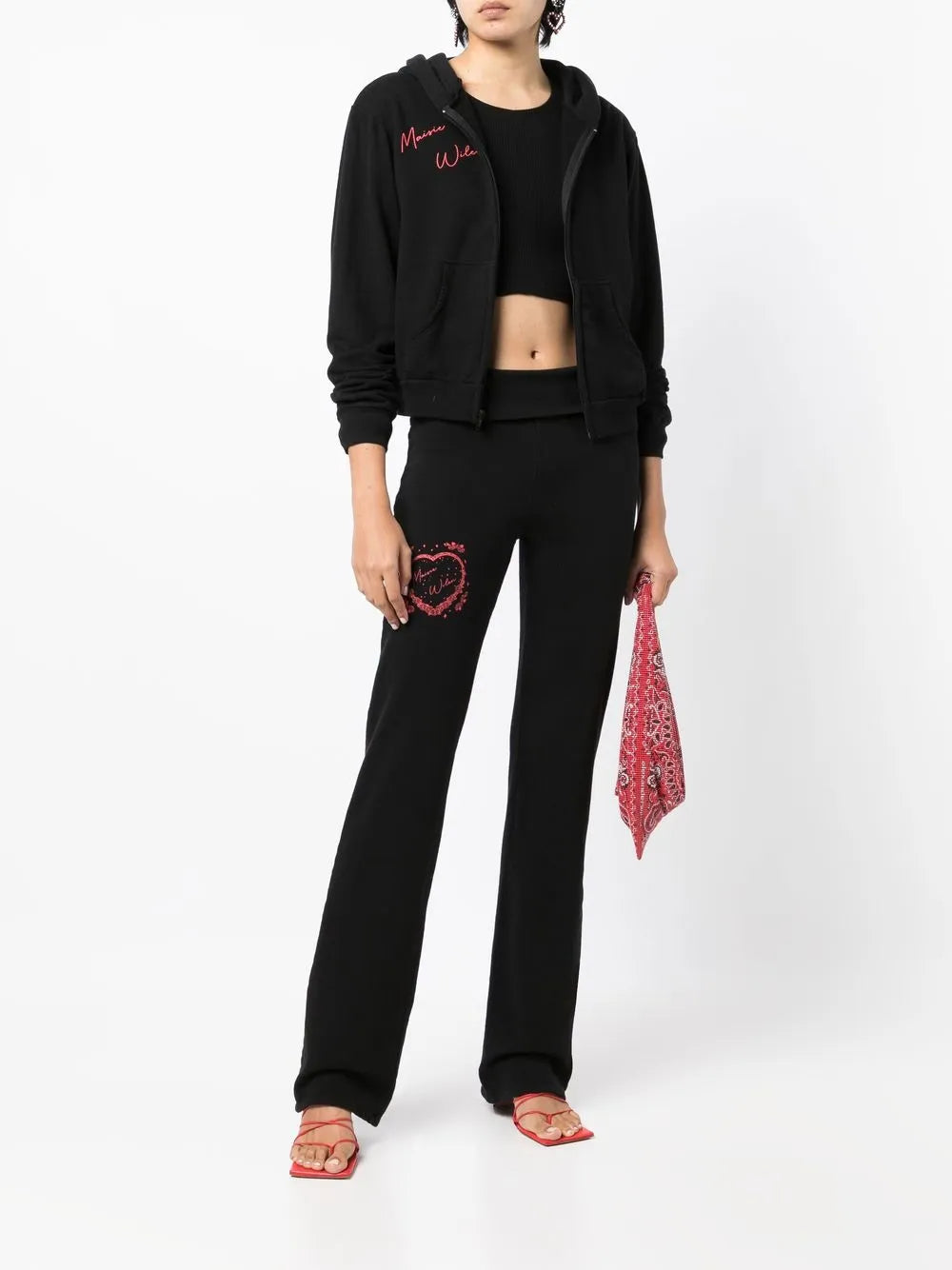 Graphic-Print Zipped Hoodie