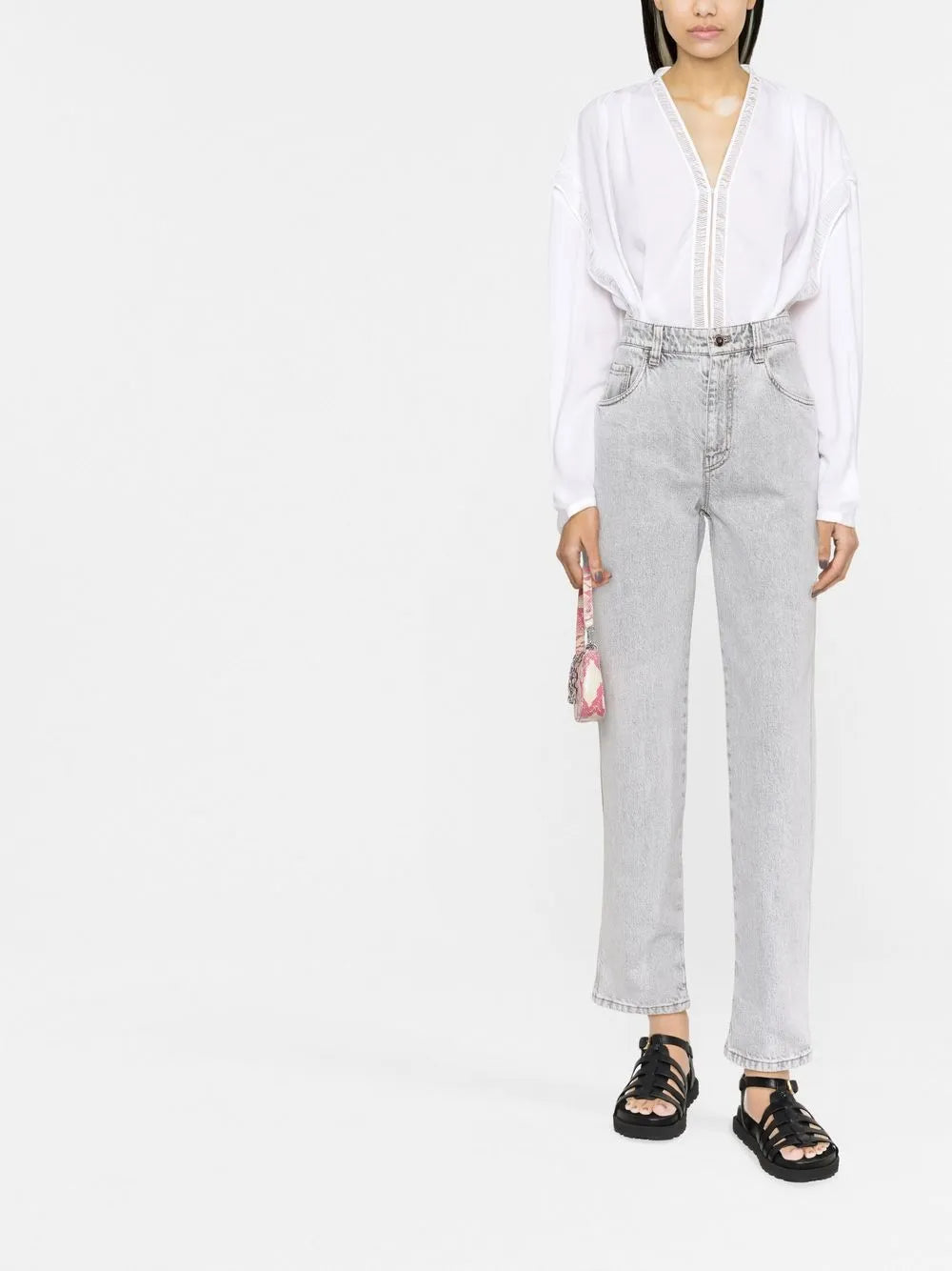 Elea Lace-Detail V-Neck Blouse