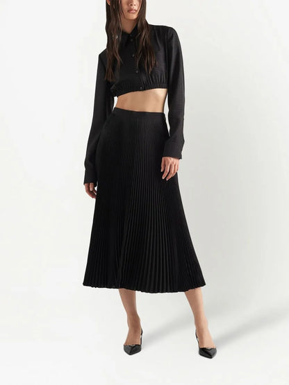 Logo Jacquard Cropped Button-Down Shirt