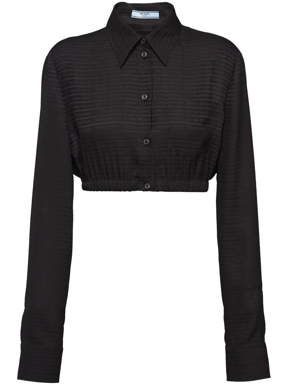 Logo Jacquard Cropped Button-Down Shirt