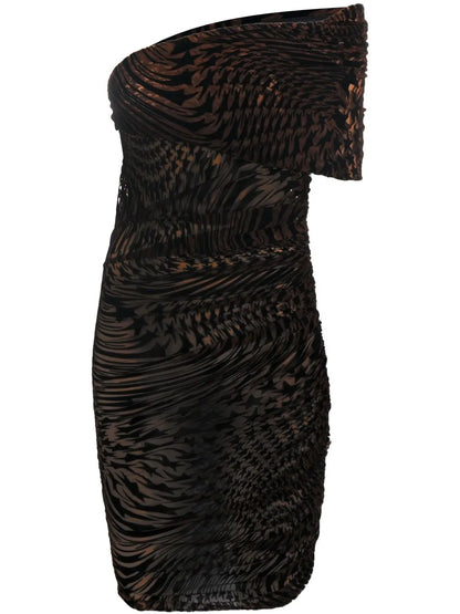 Flocked Mini Off-Shoulder Dress
