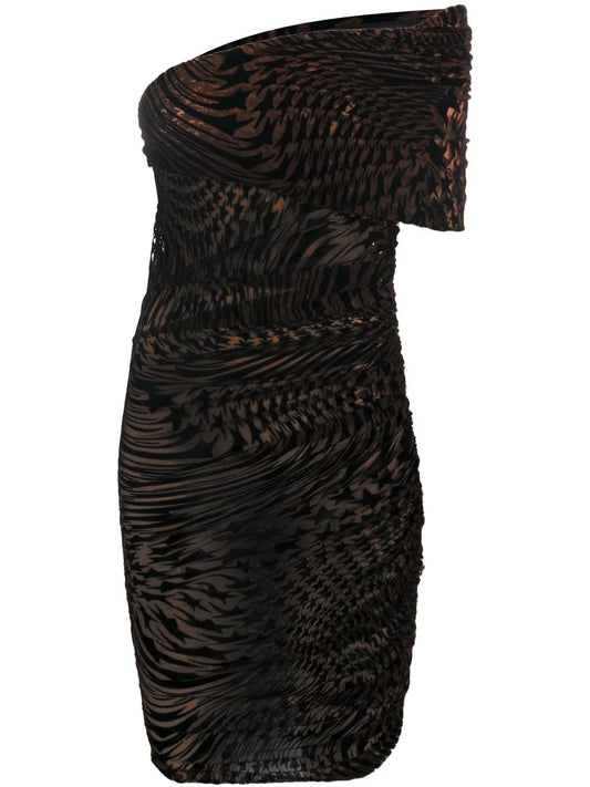 Flocked Mini Off-Shoulder Dress