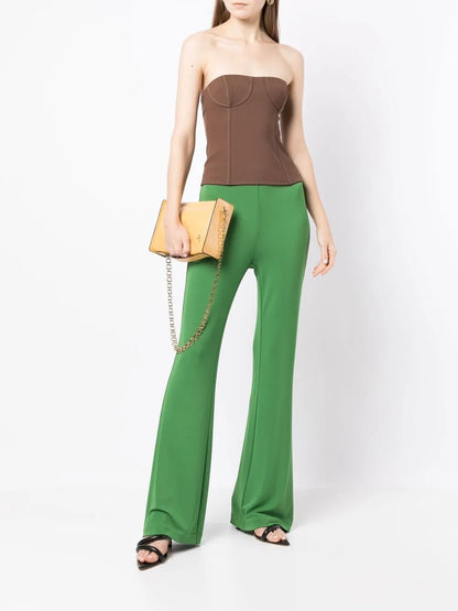 Mid-Rise Flared-Leg Trousers