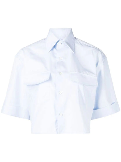 Chest-Pocket Cropped Shirt