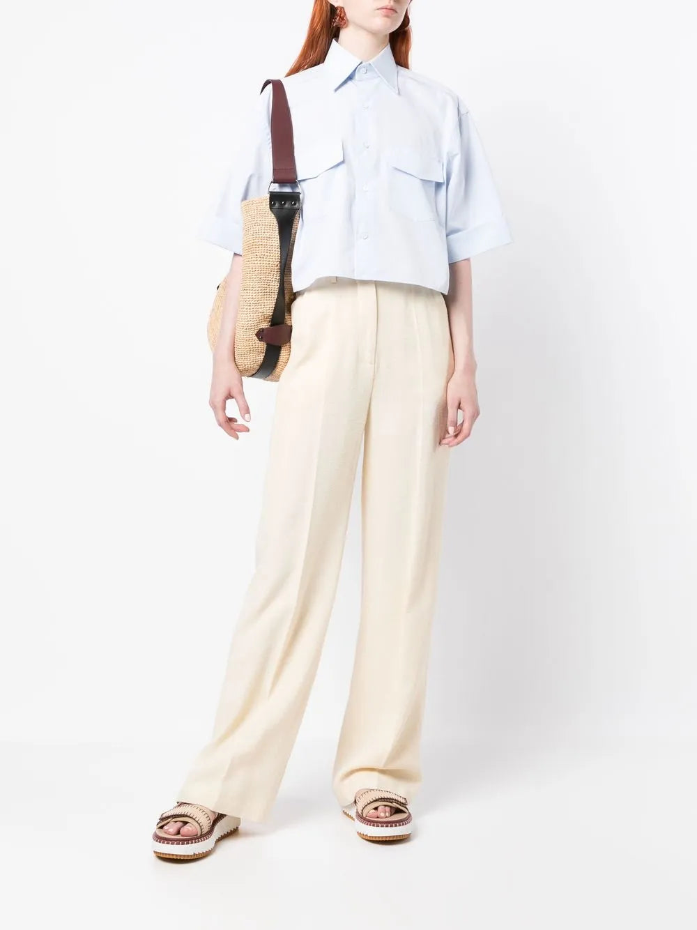 Chest-Pocket Cropped Shirt