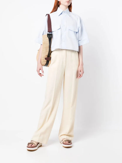 Chest-Pocket Cropped Shirt