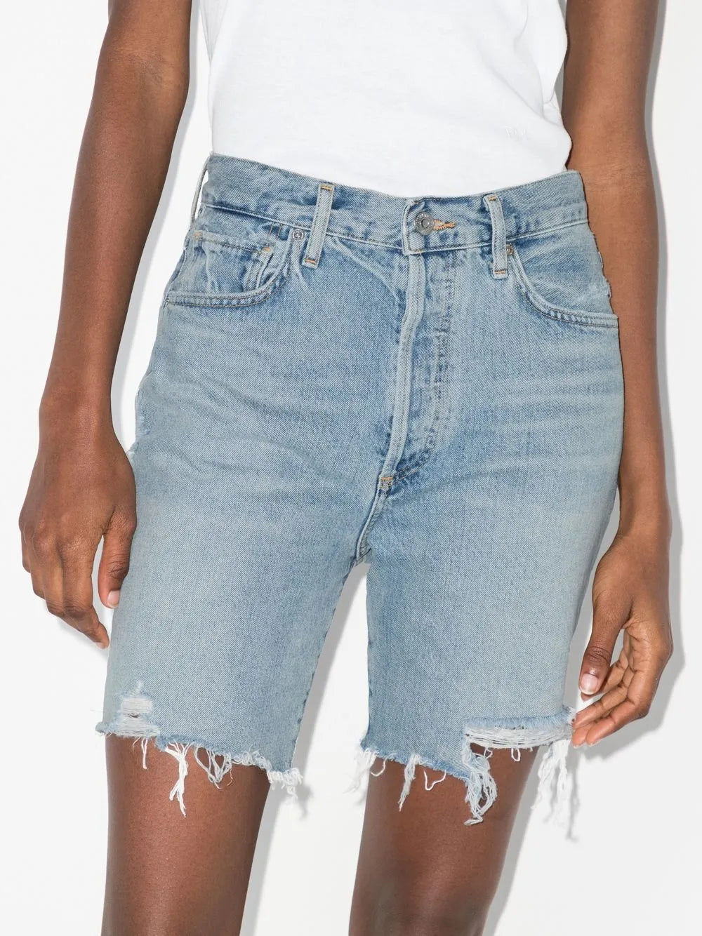 Camilla Frayed-Hem Denim Shorts