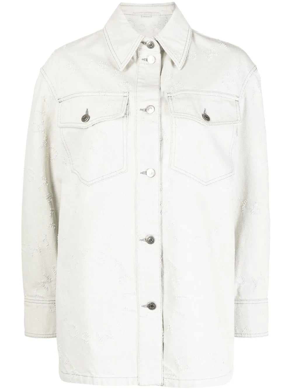 Embroidered-Detail Denim Shirt