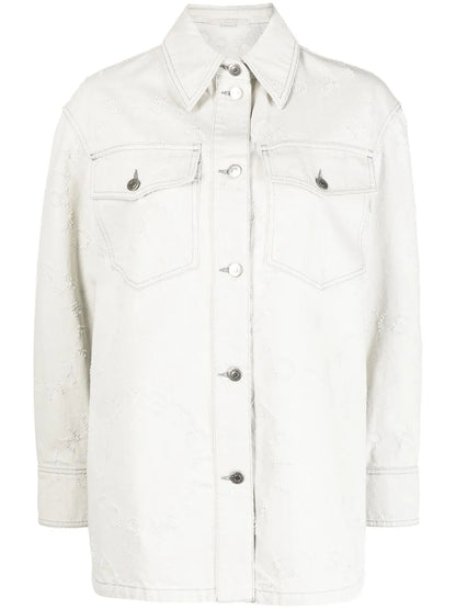 Embroidered-Detail Denim Shirt