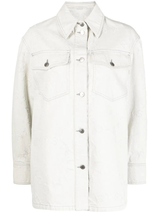 Embroidered-Detail Denim Shirt