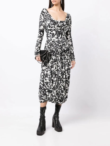 Graphic-Print Jersey Dress
