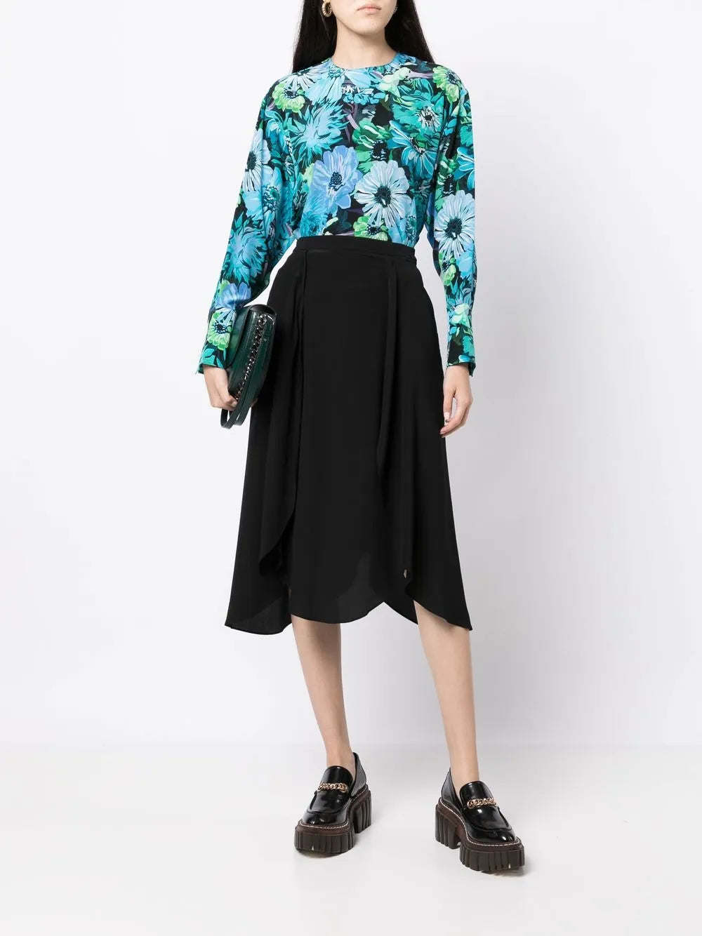Floral-Print Silk Blouse