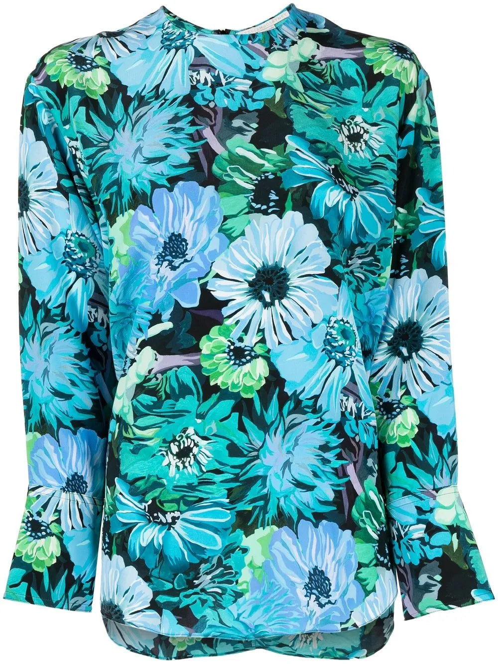 Floral-Print Silk Blouse