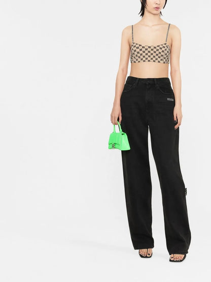 Monogram-Print Bralette Top