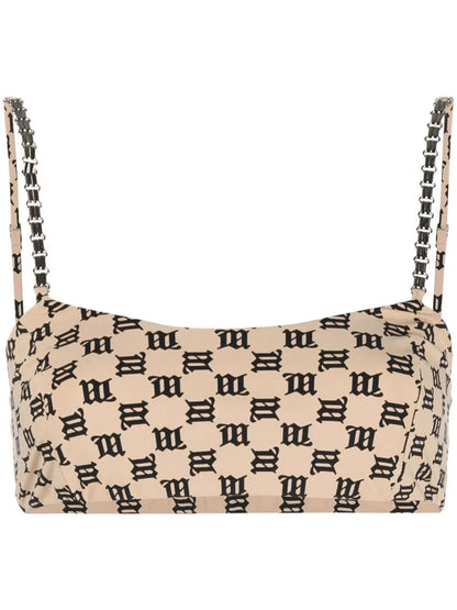 Monogram-Print Bralette Top