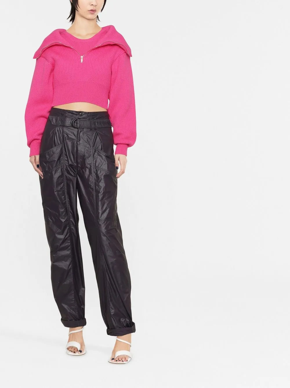 Zip-Up Neck Cropped Jumper
