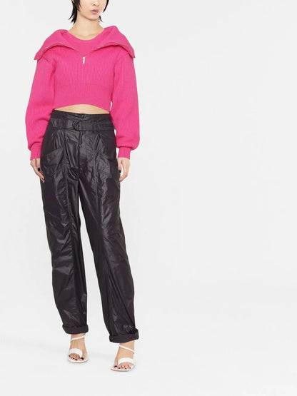 Zip-Up Neck Cropped Jumper