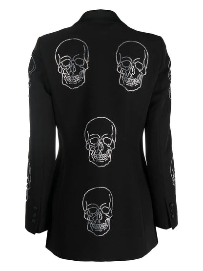 Skull-Embellished Single-Breasted Coat