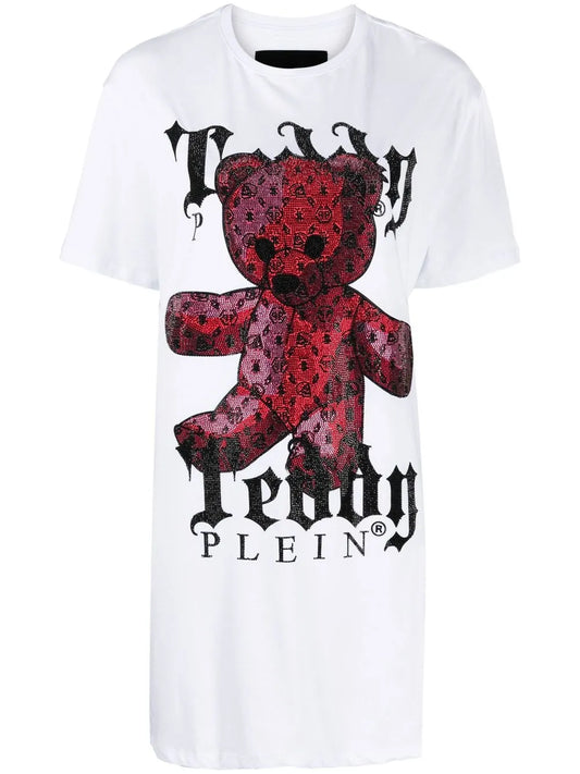 Teddy Plein Crystal-Embellished T-Shirt Dress