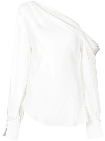 Alice Satin-Finish One-Shoulder Blouse
