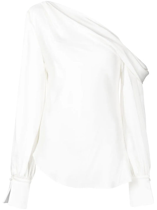 Alice Satin-Finish One-Shoulder Blouse